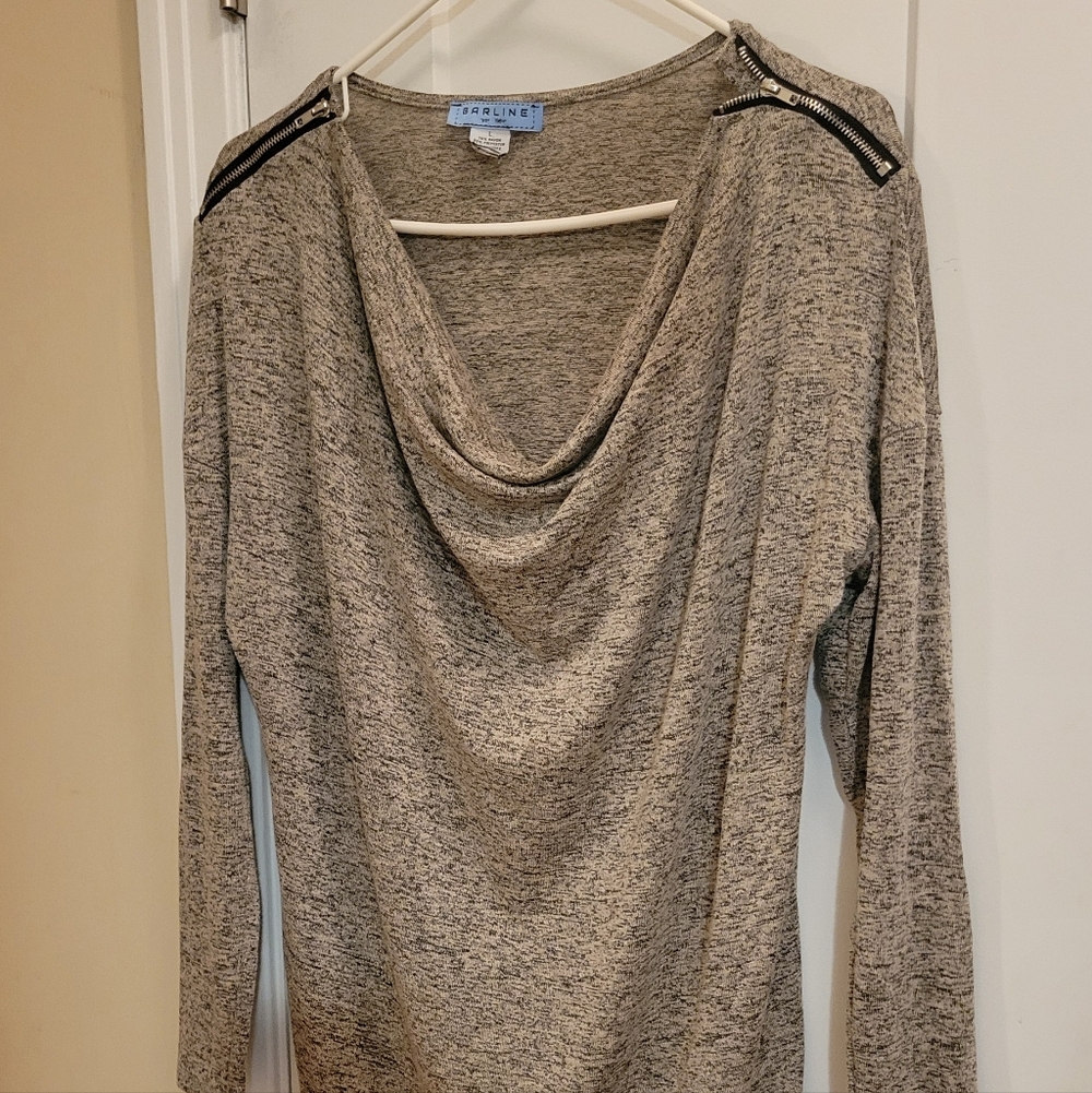 Women's Heather Gray Cowl Neck Sweater